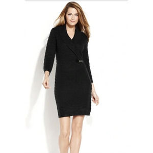 Calvin Klein Ribbed Collared Sweater Dress